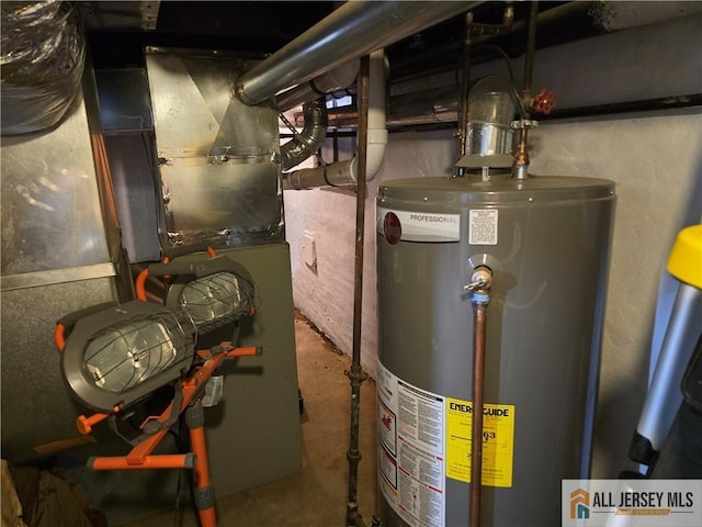 utilities featuring water heater and heating unit