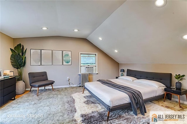 31 Lehigh Ave, Edison, NJ 08837 - bedroom with radiator, vaulted ceiling, and recessed lighting