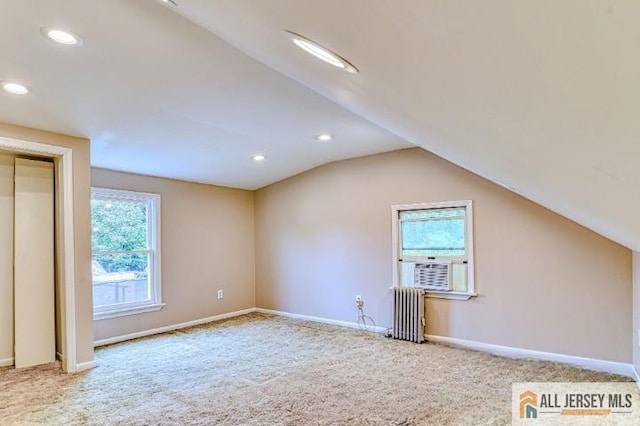31 Lehigh Ave, Edison, NJ 08837 - bonus room featuring radiator, carpet flooring, vaulted ceiling, and recessed lighting