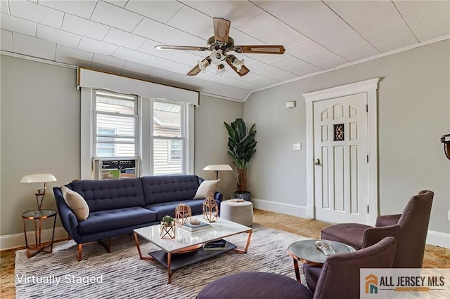 31 Lehigh Ave, Edison, NJ 08837 - living room featuring ceiling fan and crown molding
