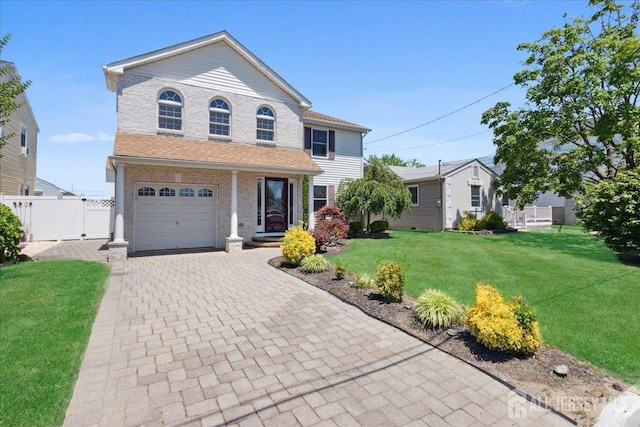 view of front of house with a garage and a front yard