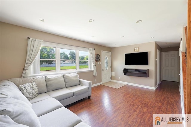 63 W Iselin Pkwy, Iselin, NJ 08830 - living room featuring wood finished floors and recessed lighting