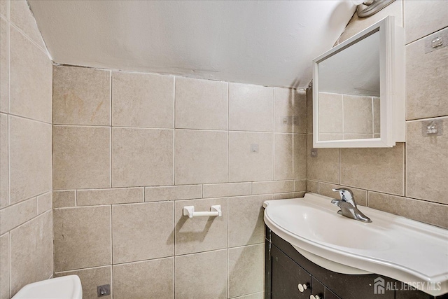 137 Grand Ave, Iselin, NJ 08830 - bathroom with vanity and tile walls
