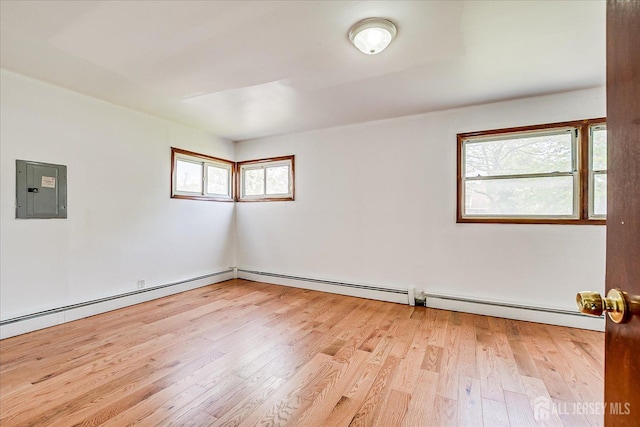 137 Grand Ave, Iselin, NJ 08830 - spare room featuring electric panel, healthy amount of natural light, light wood-style floors, and baseboard heating