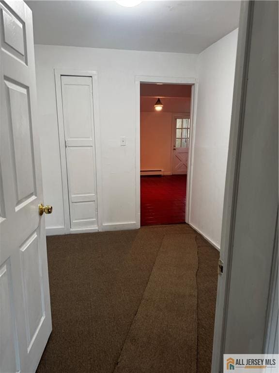 280 Shoreland Cir S, Amboy, NJ 08879 - corridor featuring carpet flooring and a baseboard heating unit