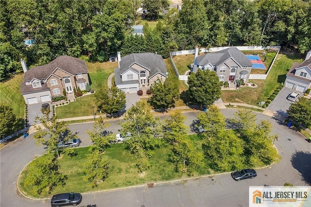 drone / aerial view with a residential view