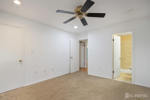 224 Pennsylvania Way N, Brunswick, NJ 08902 - unfurnished bedroom with light carpet, ensuite bathroom, recessed lighting, and ceiling fan