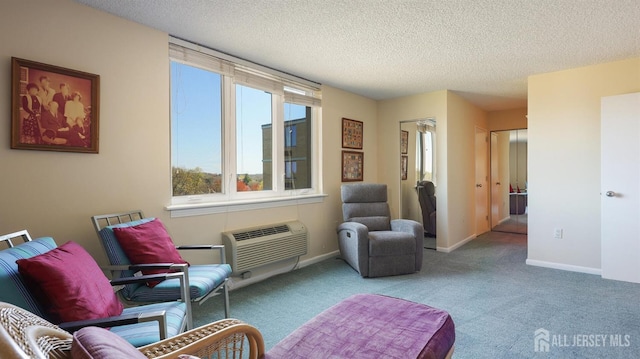 30 S Adelaide Ave Unit 7H, Highland Park, NJ 08904 - sitting room with carpet, a textured ceiling, and an AC wall unit