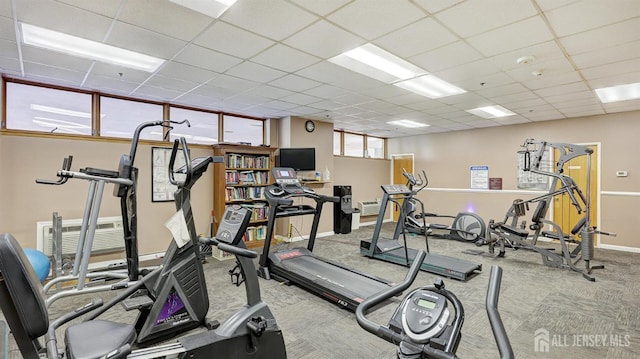 30 S Adelaide Ave Unit 7H, Highland Park, NJ 08904 - exercise room featuring a drop ceiling and carpet flooring