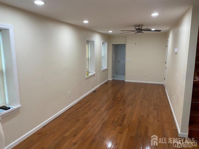 155 2nd St, South Amboy, NJ 08879 - empty room featuring wood finished floors, ceiling fan, and recessed lighting