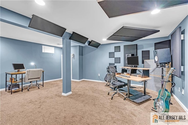 2507 Balmoral Ct, Hillsborough, NJ 08844 - home office featuring carpet and baseboards
