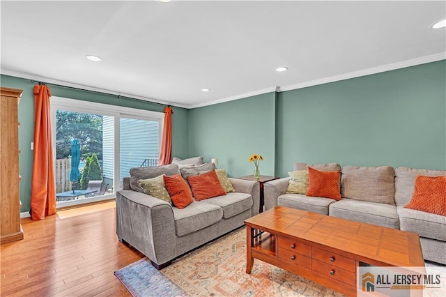 2507 Balmoral Ct, Hillsborough, NJ 08844 - living area featuring ornamental molding, recessed lighting, and wood finished floors