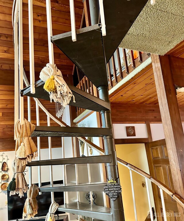 interior space with wood ceiling