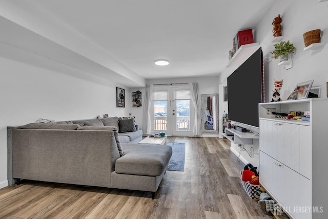 living area featuring light wood finished floors