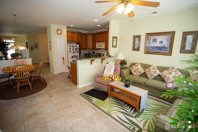 104 Prusakowski Blvd, Sayreville, NJ 08859 - living room with ceiling fan, recessed lighting, and a chandelier