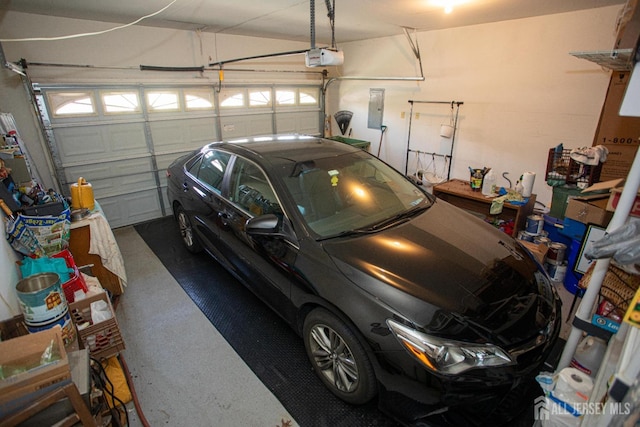garage with a garage door opener