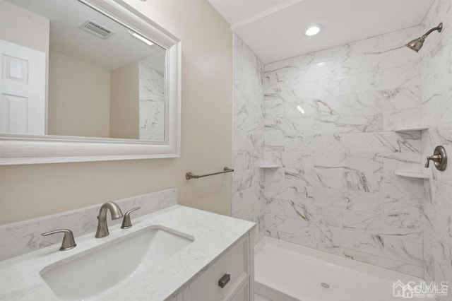 763 Prospect Ave, Old Bridge, NJ 08879 - bathroom featuring vanity, a shower, and recessed lighting