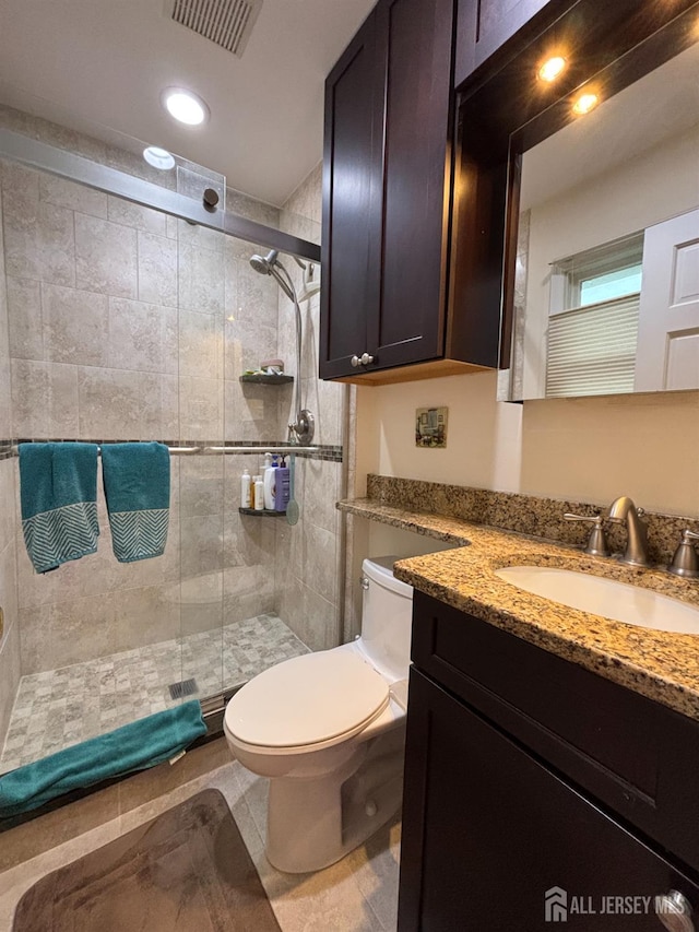 11 Drexel Ter, Monroe, NJ 08831 - bathroom with toilet, a shower stall, vanity, and recessed lighting