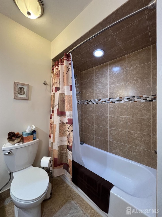 11 Drexel Ter, Monroe, NJ 08831 - bathroom featuring shower / tub combo with curtain, toilet, and tile patterned floors