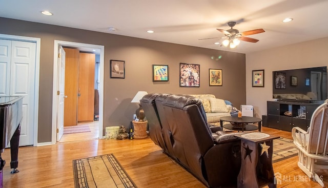 11 Drexel Ter, Monroe, NJ 08831 - cinema room with ceiling fan, light wood finished floors, and recessed lighting