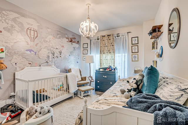 224 Park Ln, Dunellen, NJ 08812 - bedroom featuring a chandelier