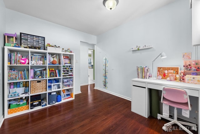 office featuring wood finished floors and baseboards