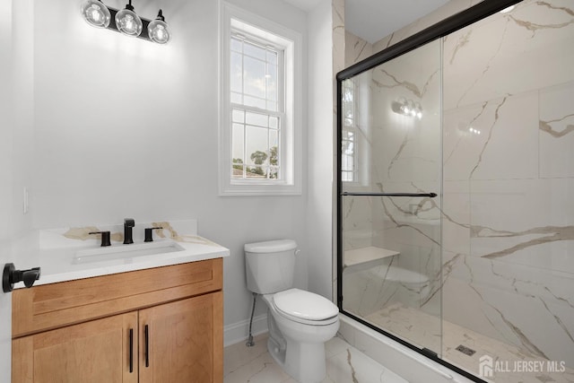 9 Links Dr, Edison, NJ 08820 - full bathroom featuring a marble finish shower, vanity, and marble look tiles
