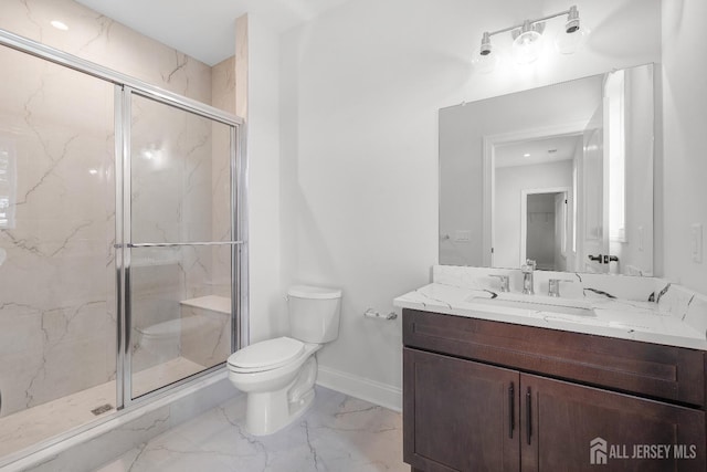 9 Links Dr, Edison, NJ 08820 - bathroom with vanity, a marble finish shower, and marble finish floors