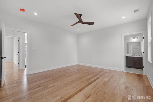9 Links Dr, Edison, NJ 08820 - unfurnished bedroom with light wood-type flooring, recessed lighting, ceiling fan, and connected bathroom