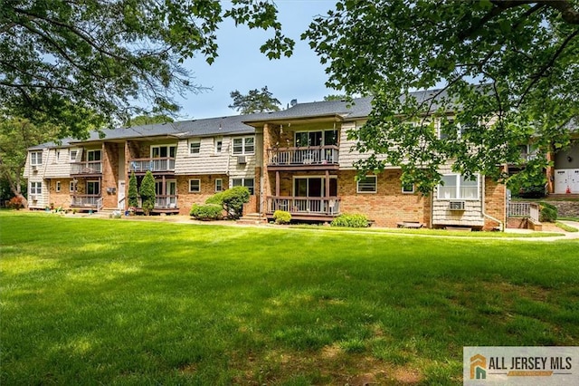 530 Andria Ave Unit 295, Hillsborough, NJ 08844 - back of property featuring a balcony, brick siding, and a yard