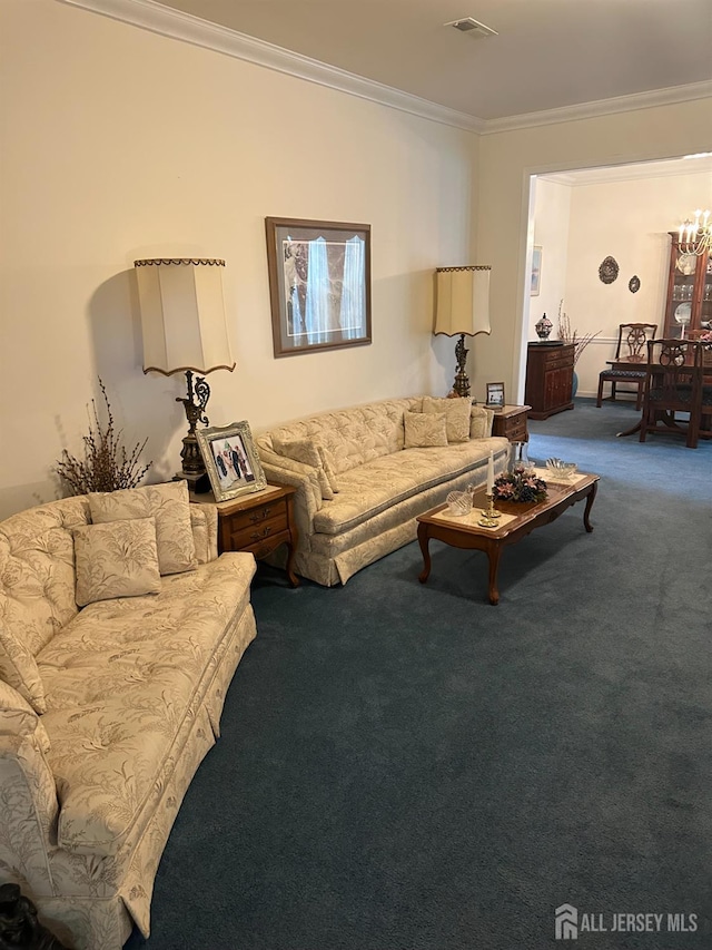 140 Bunker Hill Rd, Franklin Twsp, NJ 08540 - living area with carpet floors and crown molding