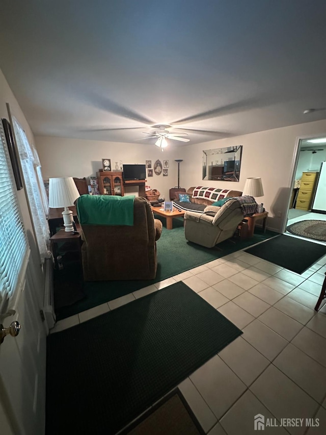 140 Bunker Hill Rd, Franklin Twsp, NJ 08540 - tiled living room featuring a ceiling fan