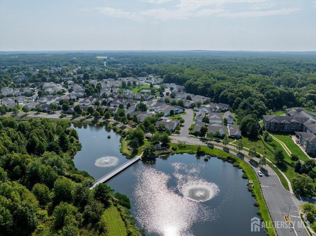595 Waterside Blvd, Monroe, NJ 08831 - bird's eye view featuring a wooded view, a residential view, and a water view