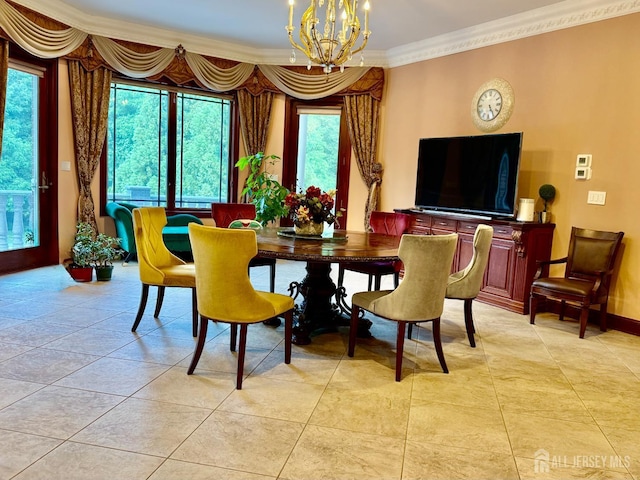 34 Line Rd, Holmdel, NJ 07733 - dining space featuring a chandelier and crown molding
