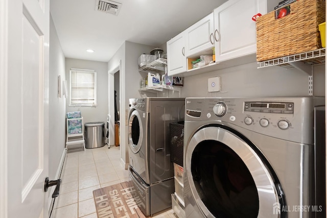242 Green St, Old Bridge, NJ 08857 - laundry room with cabinet space, separate washer and dryer, light tile patterned flooring, and recessed lighting