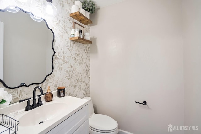 242 Green St, Old Bridge, NJ 08857 - half bathroom featuring wallpapered walls and vanity