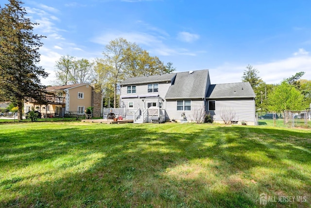 242 Green St, Old Bridge, NJ 08857 - back of property with a wooden deck