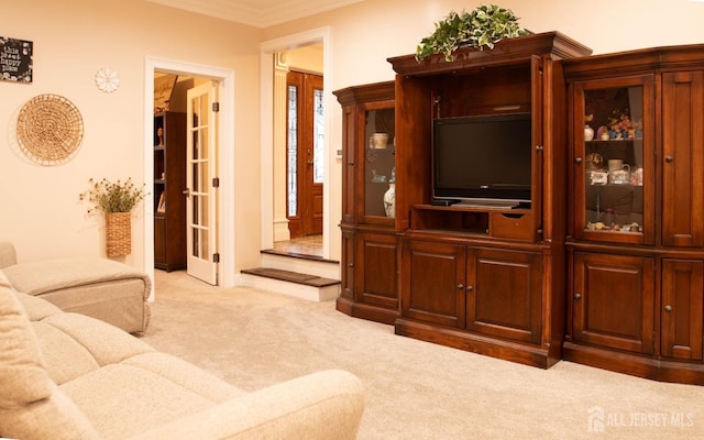 20 Wedgewood Ct, East Brunswick, NJ 08816 - carpeted living room with crown molding