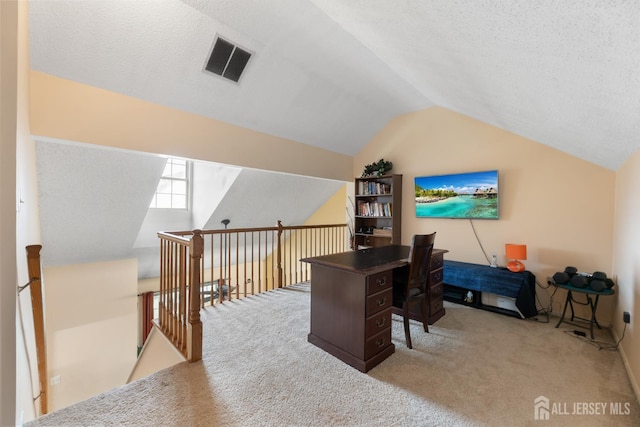 76 Lynnette Ct, South Brunswick, NJ 08824 - carpeted office space with vaulted ceiling and a textured ceiling