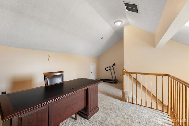 76 Lynnette Ct, South Brunswick, NJ 08824 - unfurnished office with light colored carpet, lofted ceiling, and a textured ceiling
