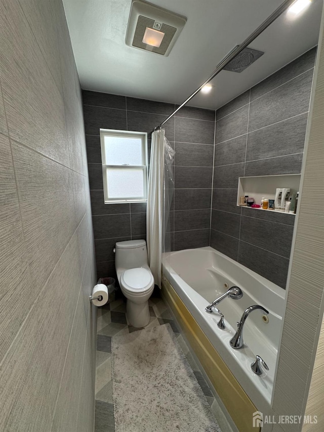 12 Yates Ave, South River, NJ 08882 - full bathroom featuring tile walls, shower / tub combo, and tile patterned flooring