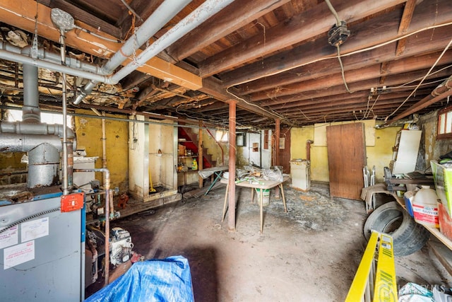 11 Jean Ct, Woodbridge Proper, NJ 07095 - unfinished basement with a heating unit and stairs