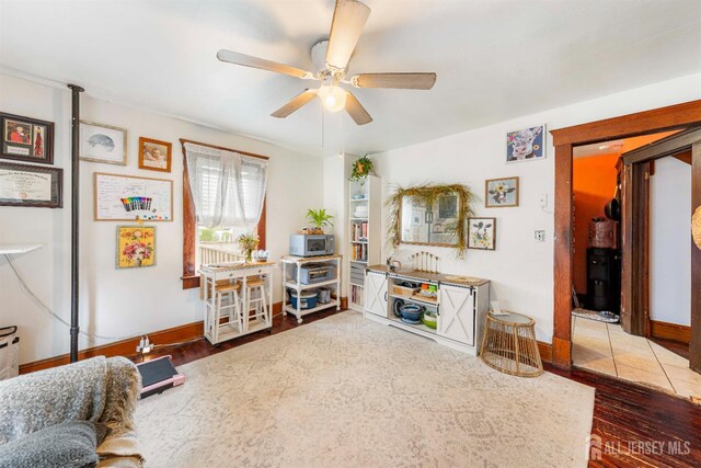 11 Jean Ct, Woodbridge Proper, NJ 07095 - sitting room with ceiling fan, wood finished floors, and baseboards