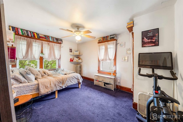11 Jean Ct, Woodbridge Proper, NJ 07095 - bedroom with carpet flooring, baseboards, a ceiling fan, and radiator heating unit