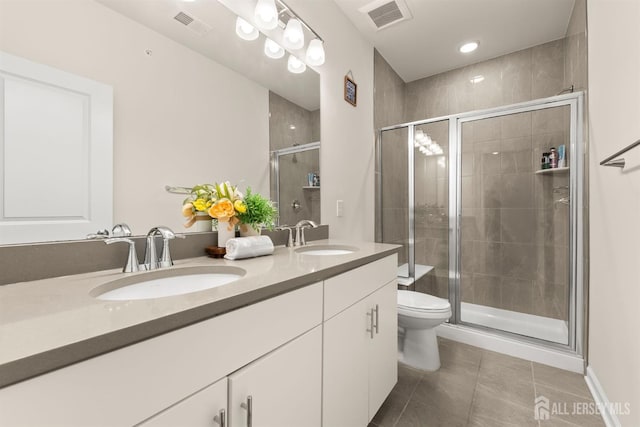 4 Arnold Dr Unit 5302, Wood-Ridge, NJ 07075 - bathroom featuring double vanity, tile patterned floors, and a shower stall