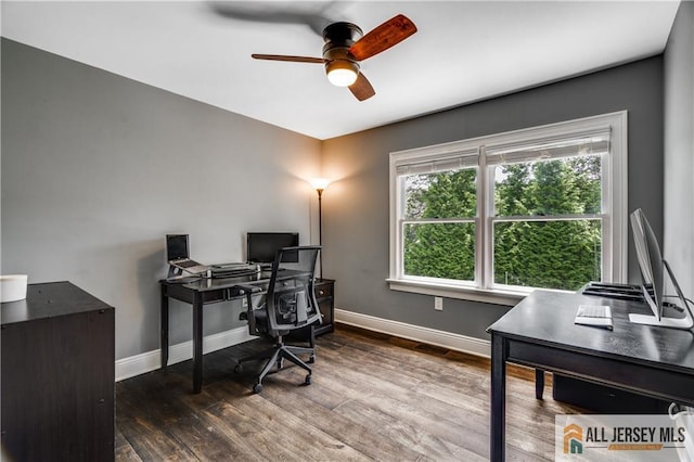 12 Wharton Ct, South Brunswick, NJ 08824 - office space featuring a ceiling fan, healthy amount of natural light, and wood finished floors