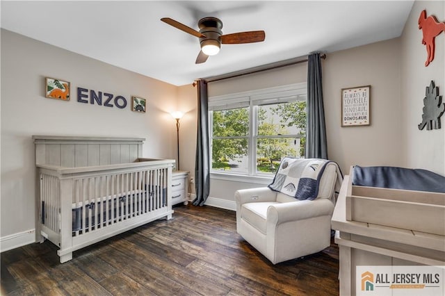 12 Wharton Ct, South Brunswick, NJ 08824 - bedroom featuring wood finished floors, a crib, and ceiling fan
