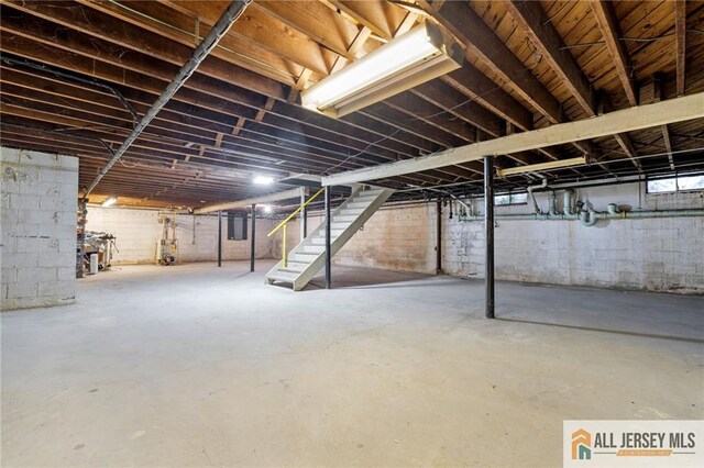 377 Ridge Rd, South Brunswick, NJ 08810 - unfinished below grade area with stairway