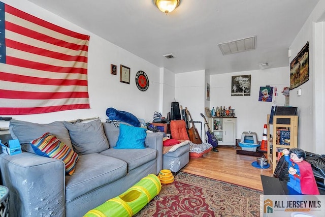 living area with wood finished floors