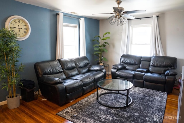 50 Heald St, Carteret, NJ 07008 - living room with wood finished floors and a ceiling fan